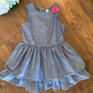 Summer Denim Colored Ruffled Dress